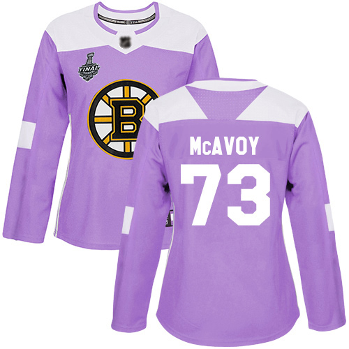 Adidas Bruins #73 Charlie McAvoy Purple Authentic Fights Cancer Stanley Cup Final Bound Women's Stitched NHL Jersey